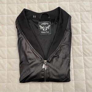 TAMNOON Chic Black Shiny Zip-Up Lightweight Jacket Small